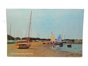 Sailing Boats In The Harbour  West Wittering Sussex Vtg Postcard