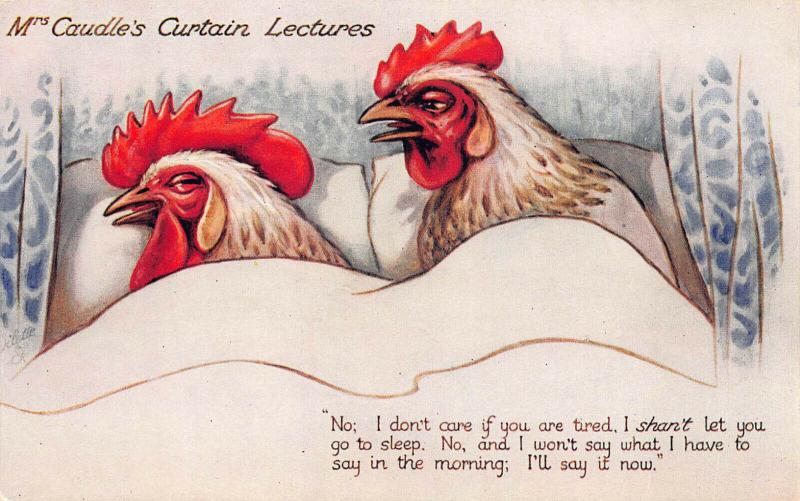 Mrs Caudle's Curtain Lectures Hens Raphael Tuck #8683 Postcard