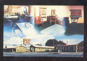 EL RENO OKLAHOMA PHILLIPS MOTEL INTERIOR VINTAGE ADVERTISING POSTCARD ROUTE 66