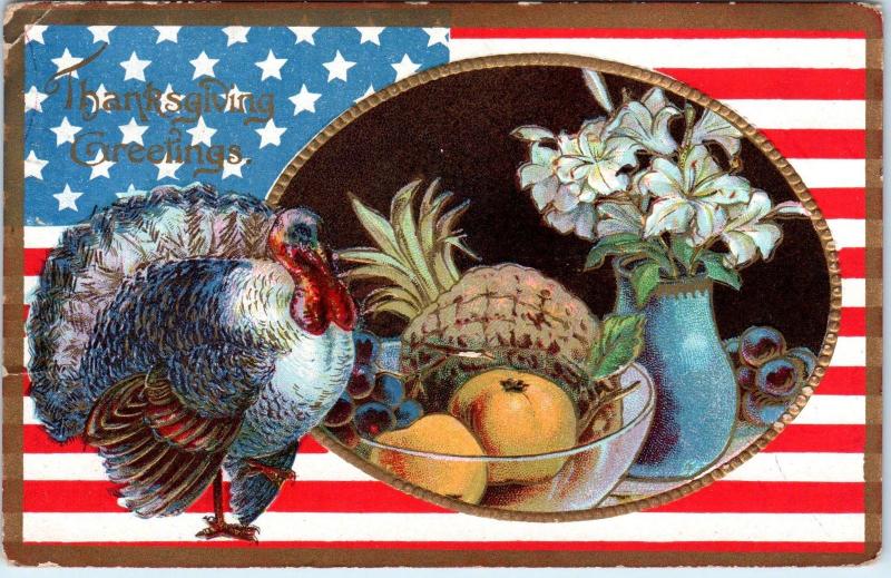 PATRIOTIC THANKSGIVING   Embossed  Postcard  1911  US FLAG, Turkey