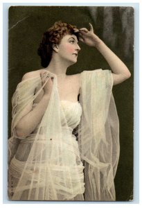 1909 Victorian Girl Studio Portrait Illinois Casing Co. Advertising Postcard
