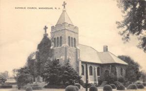 Manasquan New Jersey~Catholic Church~Stone Bldg w Crosses on Roof~NICE Landscape