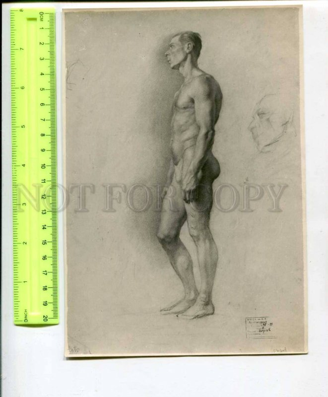 400440 USSR Ozerov Nude man examination sketch Repin Institute of Art old photo