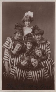 The Victory Girls WW1 Female Clowns Hand Signed Real Photo Postcard