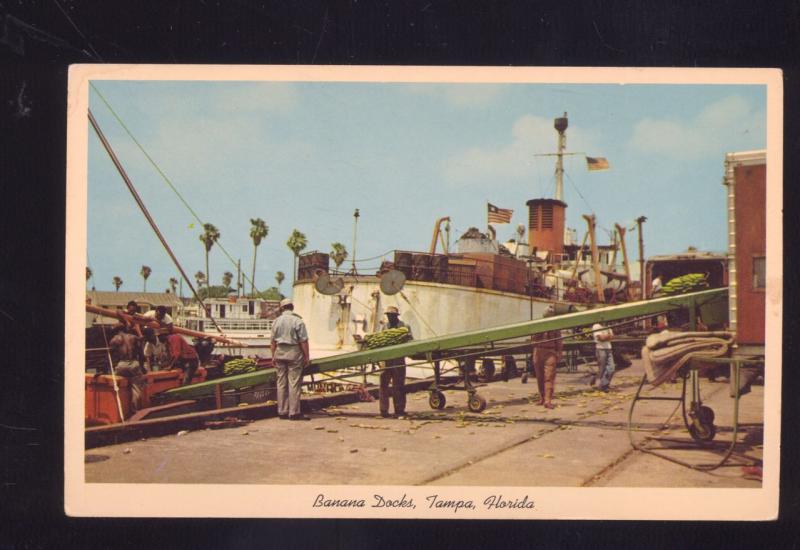 TAMPA FLORIDA BANANA DOCKS SHIP BOAT BOATS VINTAGE POSTCARD 