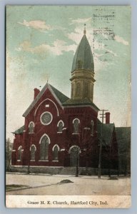 HARTFORD CITY IN GRACE M.E. CHURCH ANTIQUE POSTCARD