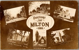 RPPC Greetings from Milton IA Multi View c1911 Vintage Postcard N32