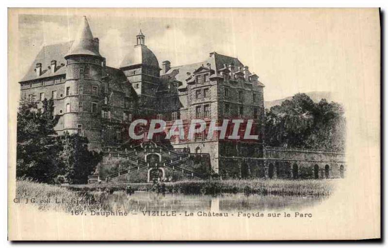 Old Postcard Vizille Chateau on the Park Facade