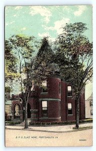 PORTSMOUTH, VA Virginia ~ B.P.O. ELK'S HOME c1910s Fraternal Postcard