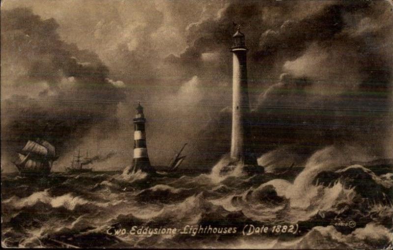 Eddystone Lighthouses c1910 Postcard