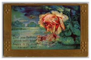 Postcard That Your Birthday May Prove Both Bright And Happy Embossed Card Flower 