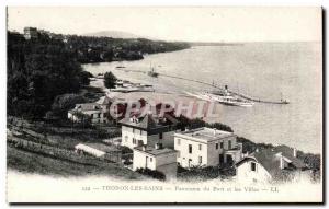 Thonon les Bains - Panorama of Port and Villas - Old Postcard