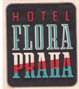 Czechoslovakia Praha Hotel Flora Vintage Luggage Label sk3649