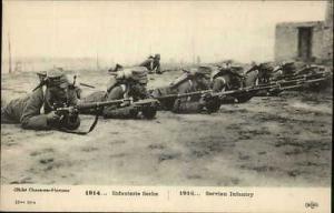 WWI 1914 Serbian Servian Army w/ Rifles Postcard