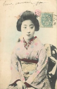 Japan ethnic postcard japanese geisha costume 1908