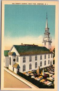 Trinity Church, Graveyard Newport Rhode Island Vintage Linen Postcard I18