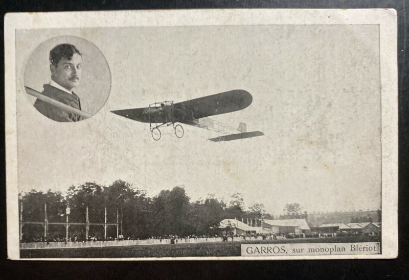 Mint France Real Picture Postcard Early Aviation Garros On Bleriot Monoplane 