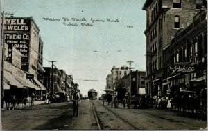 Vtg Tulsa Oklahoma OK Main Street View from First 1910 Postcard