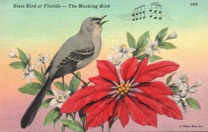 VINTAGE POSTCARD STATE BIRD OF FLORIDA - THE MOCKING BIRD MAILED PALMETTO 1951