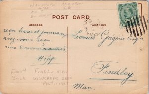 Portrait of Young Woman Bonnet c1912 Findlay MB Wauchope SK Cancel Postcard H21