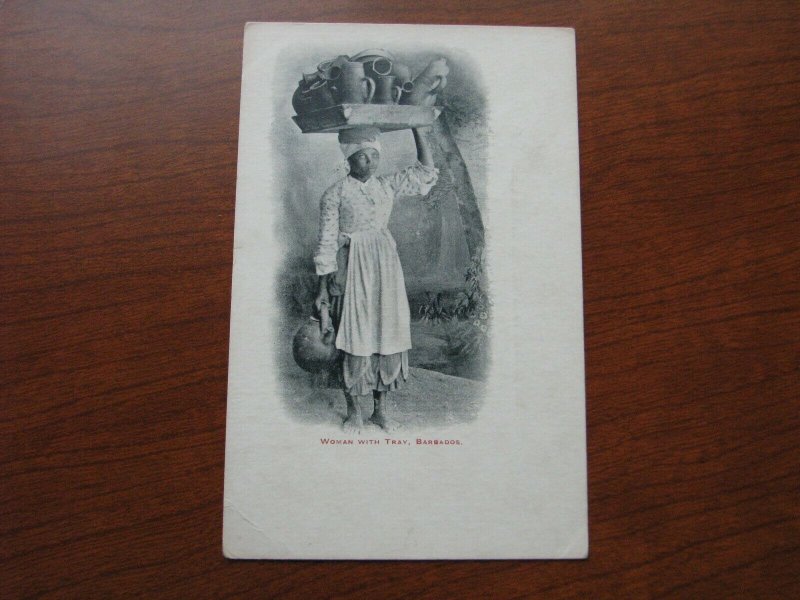 Barbados Postcard 1900-06 UDB Unused Woman With Tray of Pots on Head