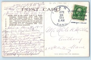 DPO (1879-1980) Idana Kansas KS Postcard US Scout Cruisers Ship 1914 Antique