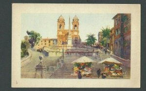 Ca 1915 PPC Vintage Rome Italy Trinita de Monti Mint