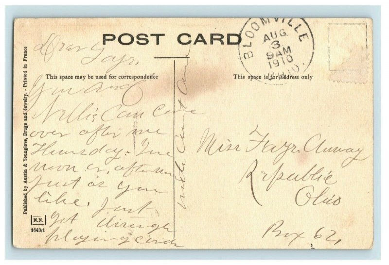 c. 1910 Dr. Reynold's Well Spring Greenspring, OH Hand Colored Postcard P16 