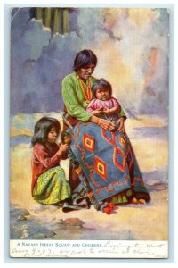 1907 Tuck's Oilette A Navajo Squaw And Children S.T.P & Spok RPO Postcard 