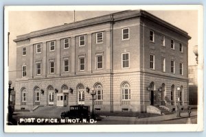 Minot North Dakota ND Postcard RPPC Photo Post Office Building 1939 Vintage