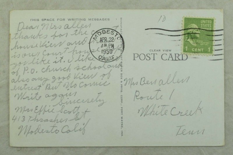 C.1940's New Court House, Modesto, Cal. Vintage Postcard P102