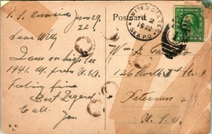 Vtg Cartolina 1922 S.S.America - US Mare Ufficio Postale Cancel