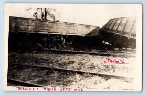 Effingham Illinois IL Postcard RPPC Photo Bassett Train Wreck 1916 Antique
