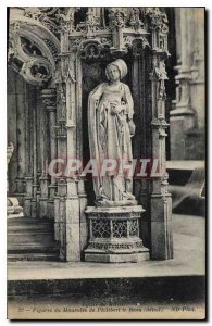 Postcard Old Brou Church Mausoleum of Philibert Figures Beau detail