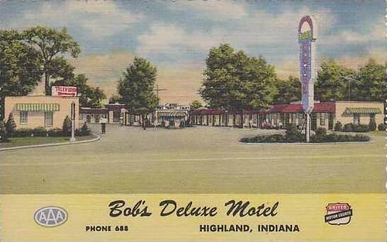 Indiana Highland Bobs Deluxe Motel Curteich