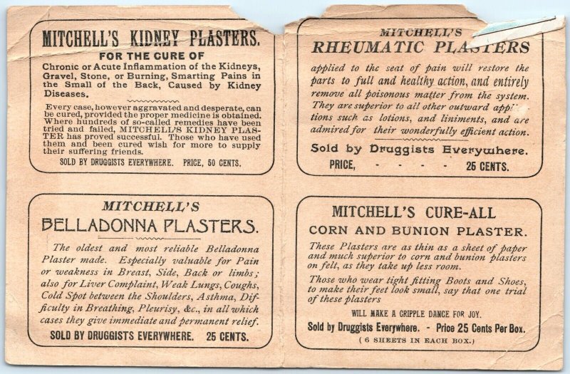 c1880s Kennebunk, ME Mitchell's Drug Plasters Trade Card Quack Beacon Lith 5R