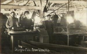 Arbor Vitae WI Shingel Shingle Mill Workers c1910 Real Photo Postcard