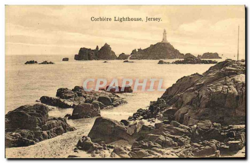 Old Postcard Jersey Corbiere Lighthouse Lighthouse