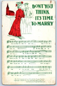 1908 Couple Don't You Think Its Time To Marry Music Song Kearney NE Postcard