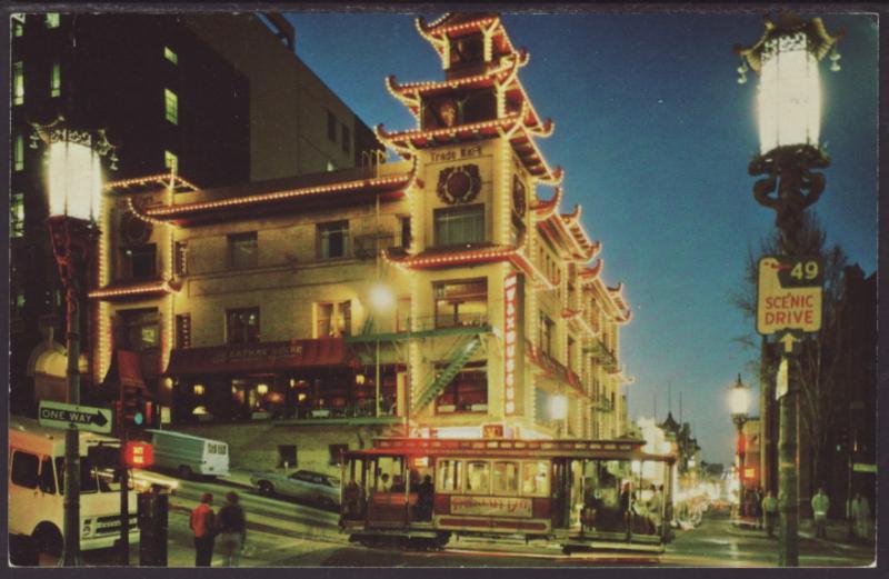 Chinatown at Night,San Francisco,CA Postcard BIN