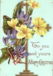 1880s Tri-Folding Victorian Graphical Christmas Card Marcus Ward Fab! #W