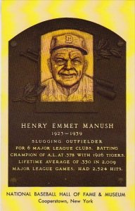 Henry Emmet Manush Baseball Hall Of Fame & Museum Cooperstown New York