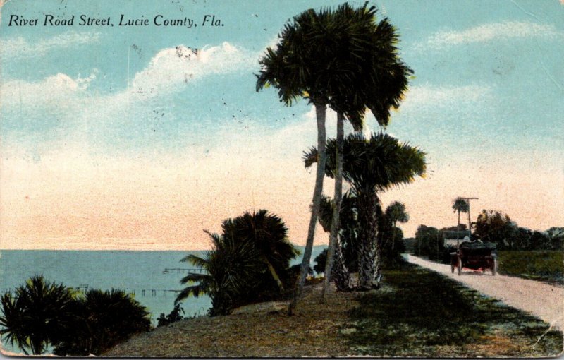 Florida Lucie County Scene Along River Road Street 1918