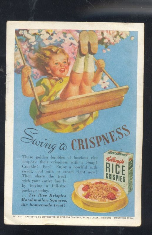 KELLOGG'S RICE KRISPIES BREAKFAST CERAL VINTAGE ADVERTISING INK BLOTTER