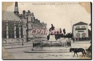 Postcard Old Saint Germain En Laye Statue Thiers Chateau