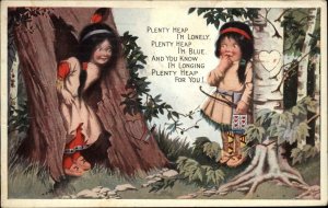 Native American Indian Kids Poem Comic Valentine? Pink Perfection Postcard #2