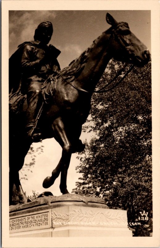Real Photo Postcard Statue of The Circuit Rider in Salem, Oregon