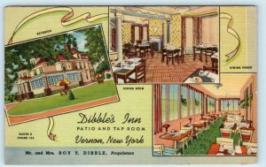 VERNON, New York NY ~ Roadside DIBBLE'S INN Oneida County c1940s Linen Postcard