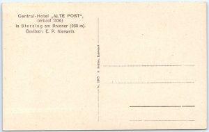 c1920s Sterzing, Austria Postcard Guild Room Old Post Hotel Rustic Chairs A373