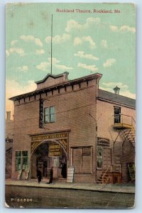 1910 Rockland Maine ME Vintage Postcard Rockland Theatre Building Exterior Road